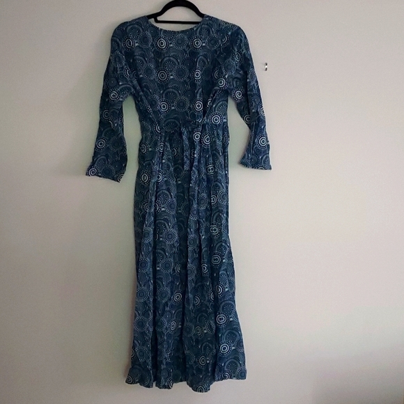 Indigo print Kurti maxi dress long jacket - Picture 5 of 8